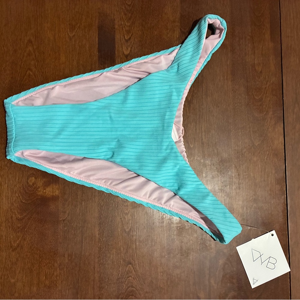 Aqua Ribbed Bikini Bottom